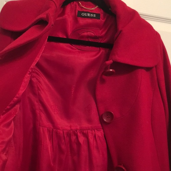 GUESS Ruby Red Wool Collared Coat - Picture 3 of 5